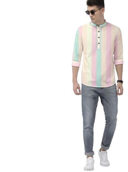 Men's Color Block Spread Collar Casual Shirt